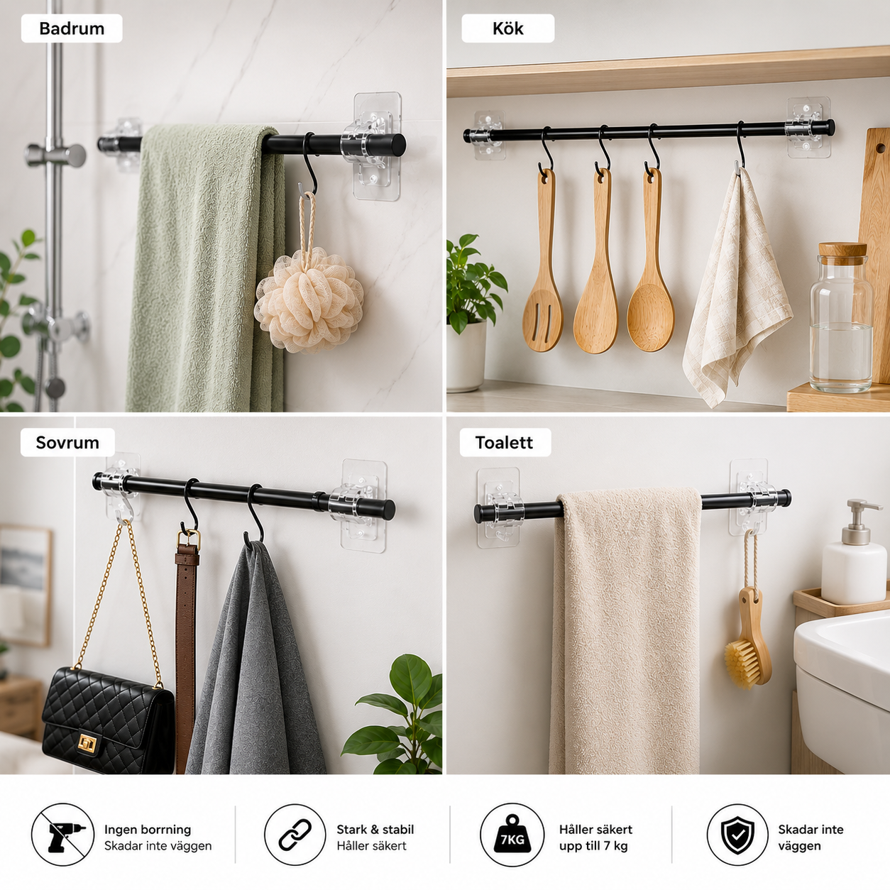 NoDrill™ Curtain Rod Hooks